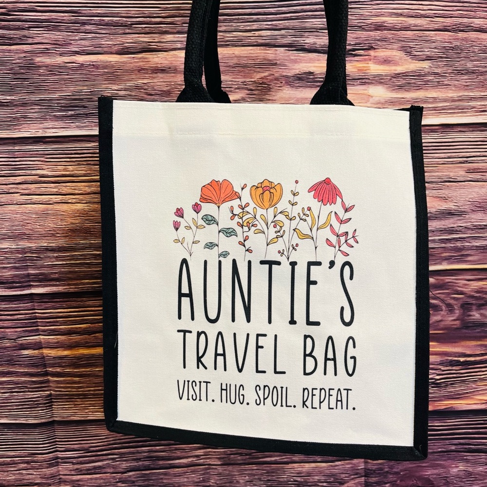Auntie's Travel Bag with Floral DesignCanvas Tote